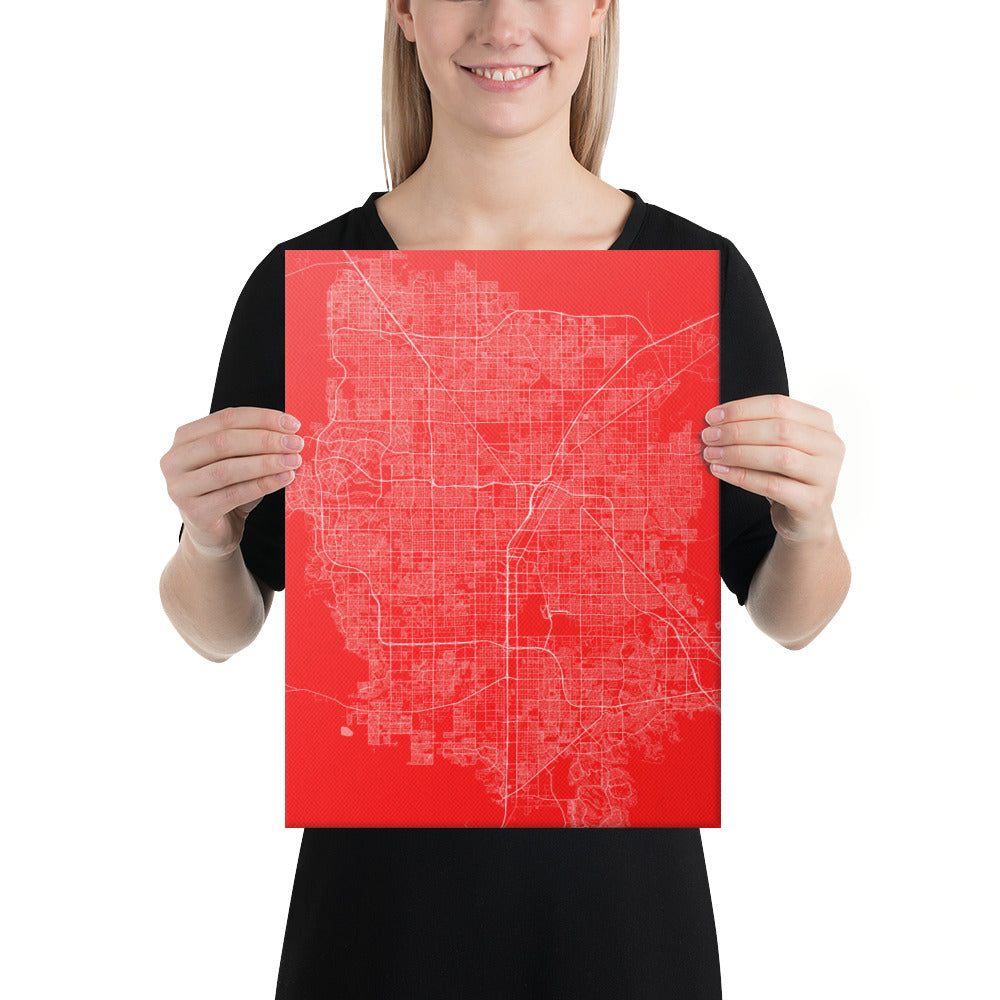 Las Vegas Red and White Canvas Map