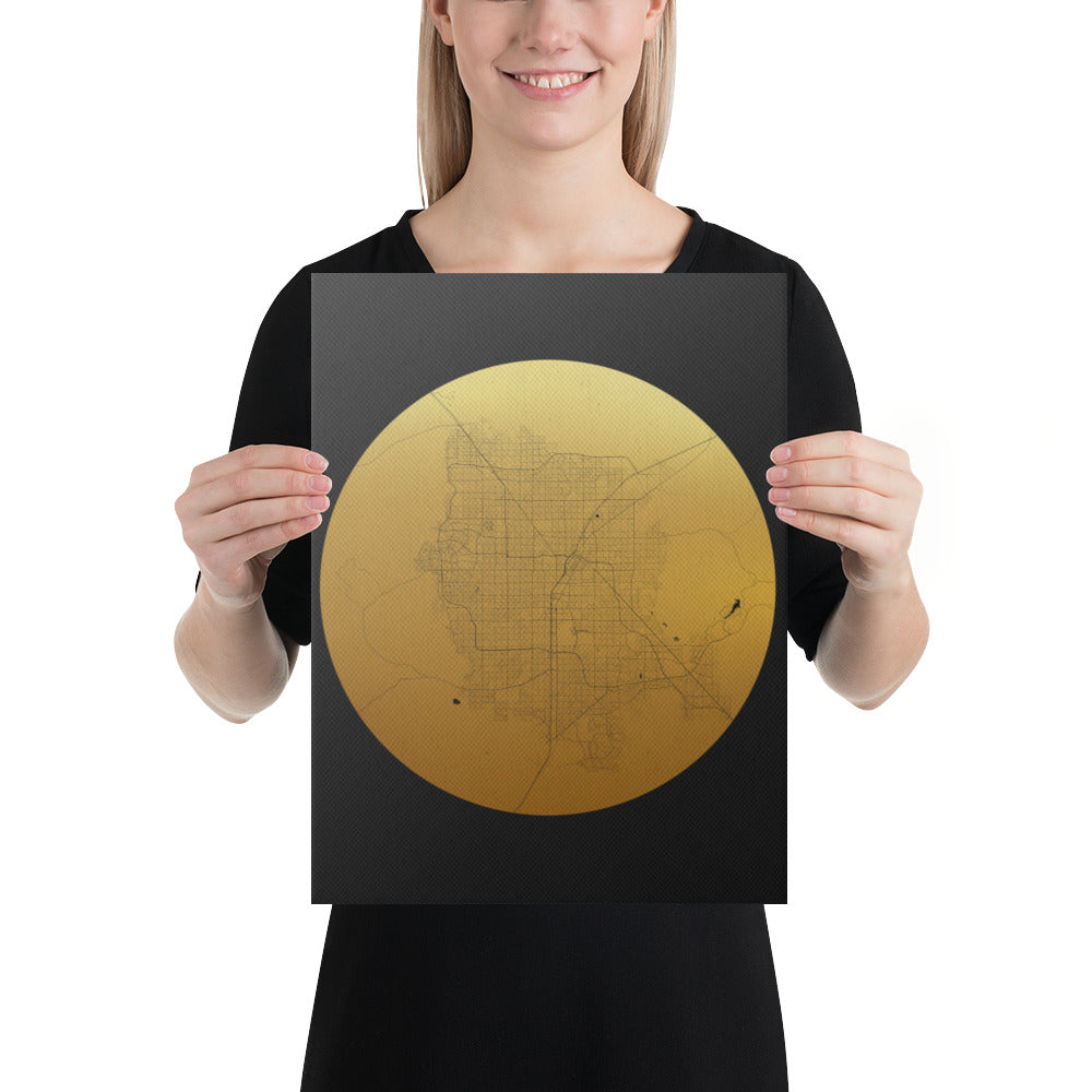 Las Vegas Gold on Black Canvas Map