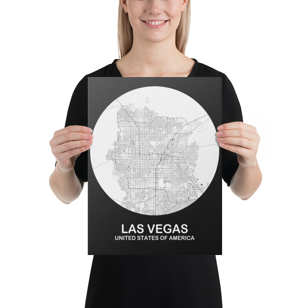 Las Vegas Circular White Canvas Map