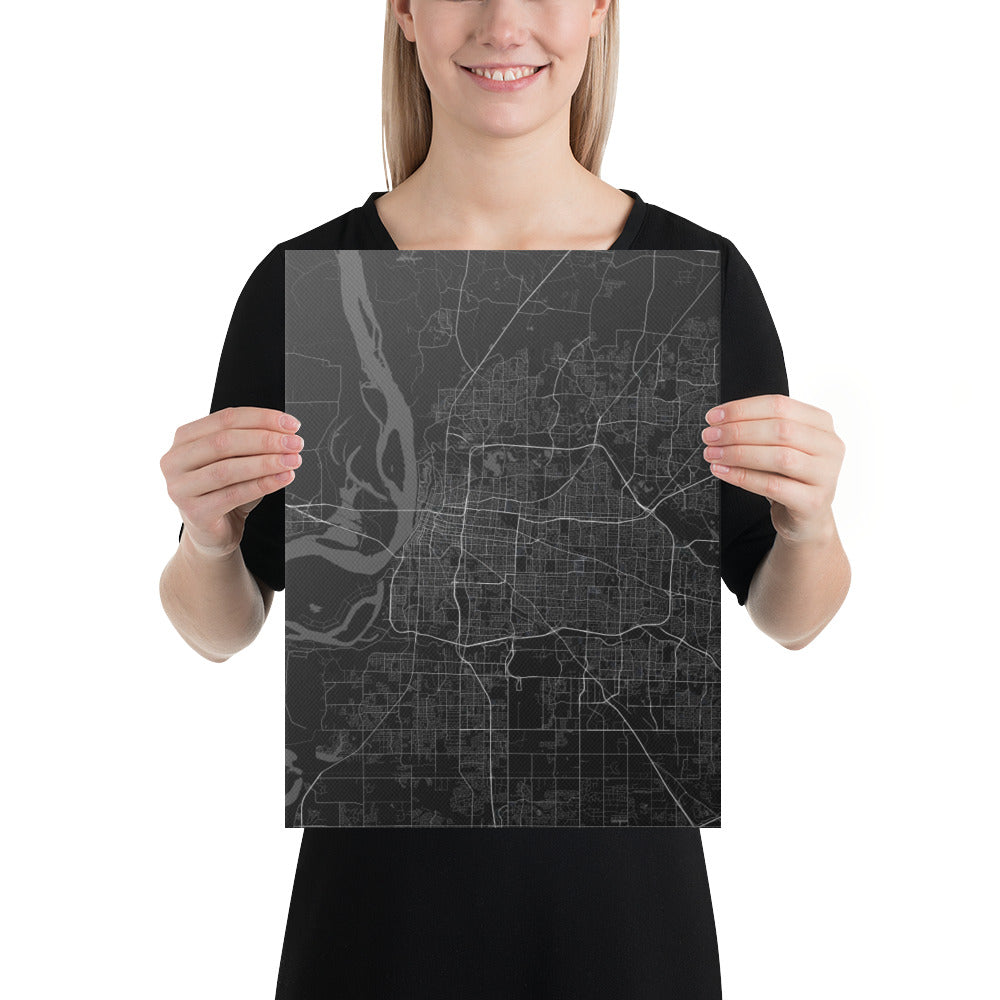 Memphis Black Canvas Map