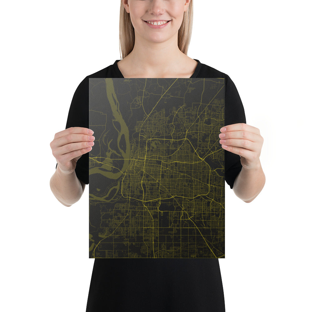 Memphis Black and Yellow Canvas Map