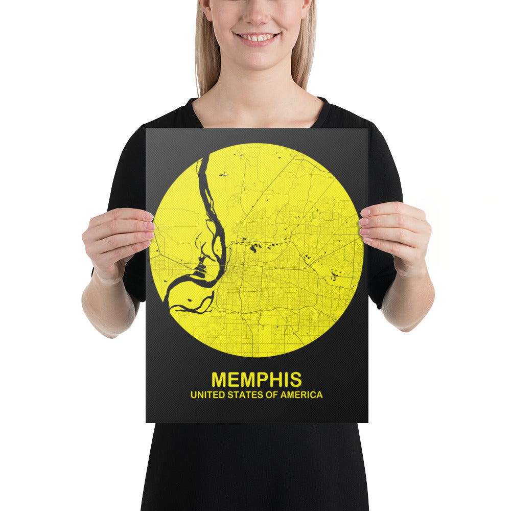 Memphis Circular Yellow Canvas Map