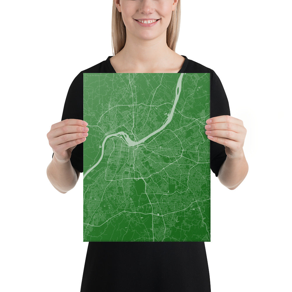 Louisville Green and White Canvas Map