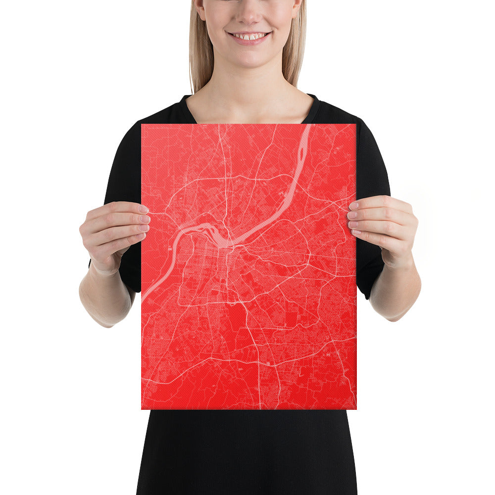 Louisville Red and White Canvas Map