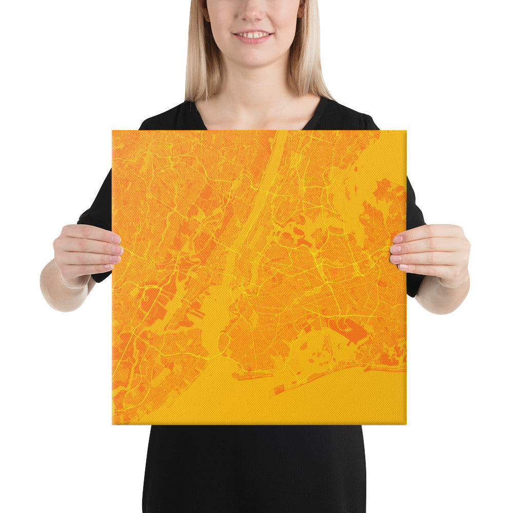 New York Orange and Yellow Canvas Map