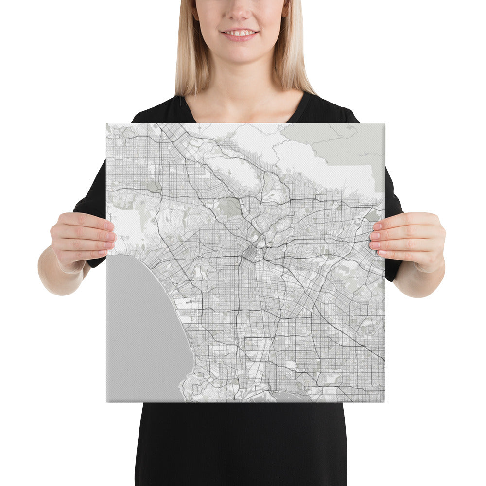 Los Angeles White Canvas Map