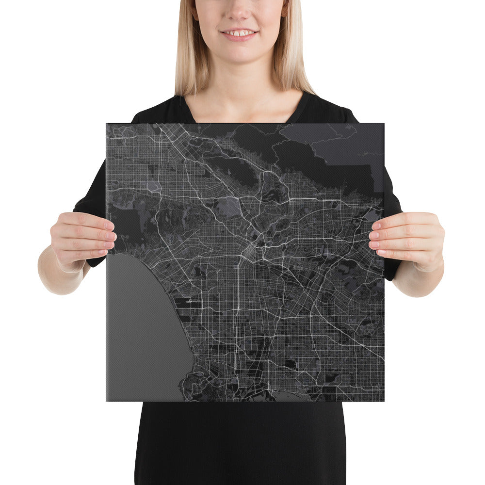 Los Angeles Black Canvas Map