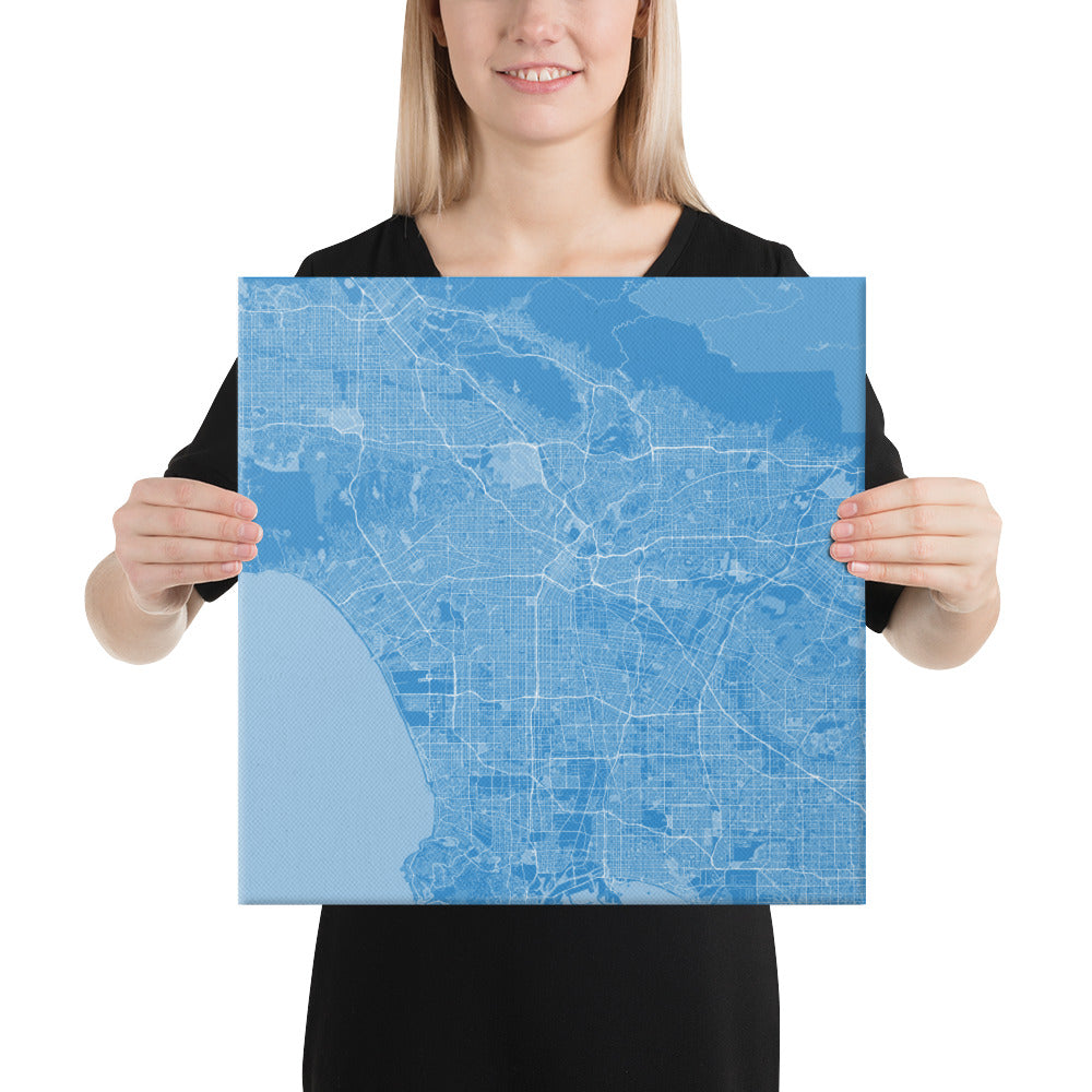 Los Angeles Blue and White Canvas Map