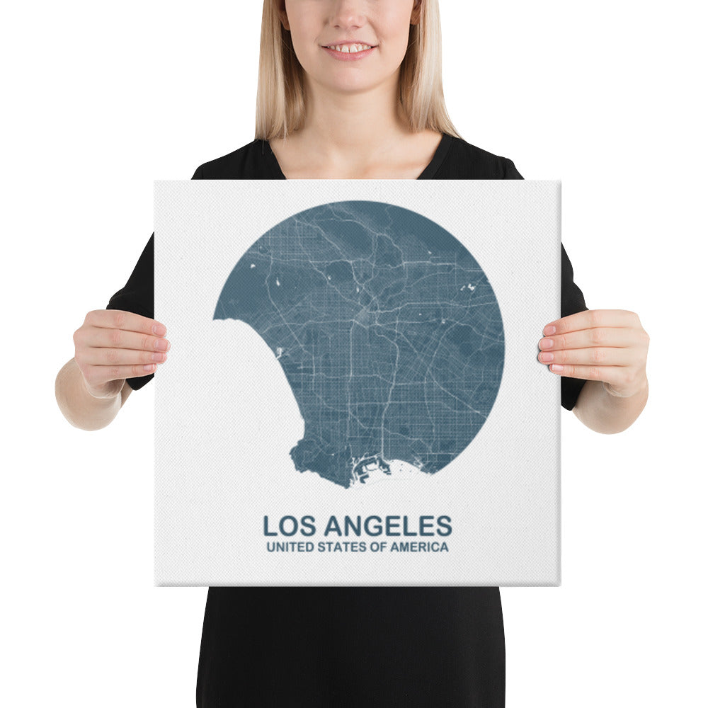 Los Angeles Circular Blue Canvas Map