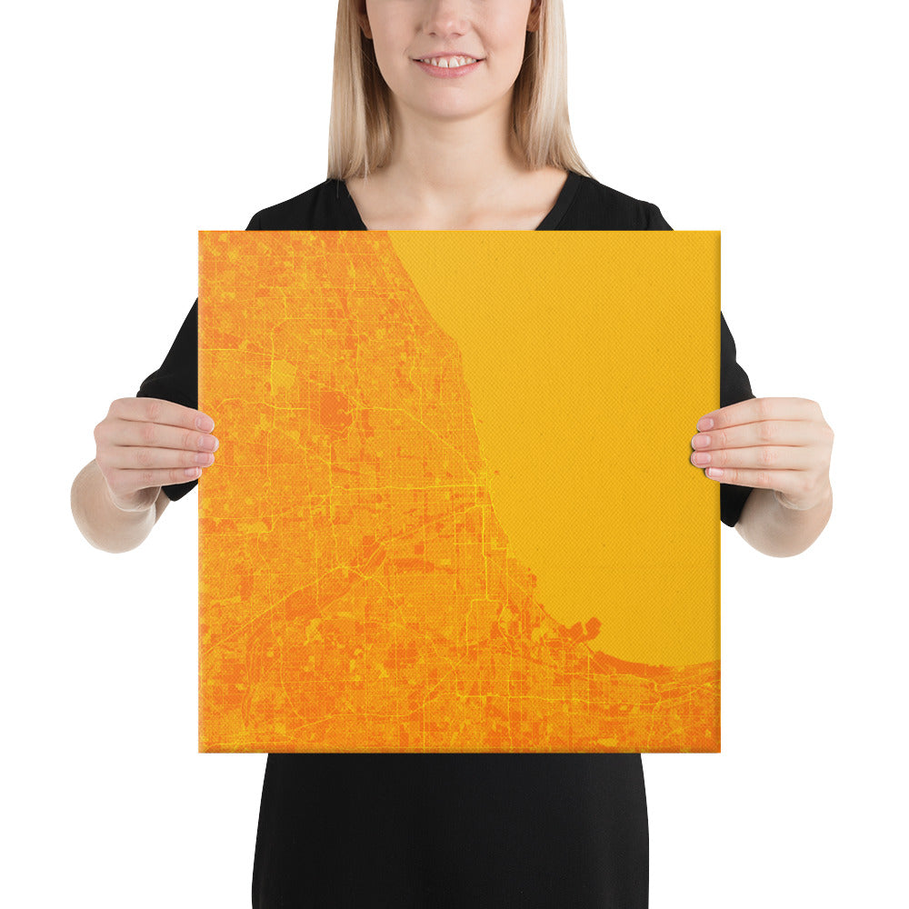 Chicago Orange and Yellow Canvas Map