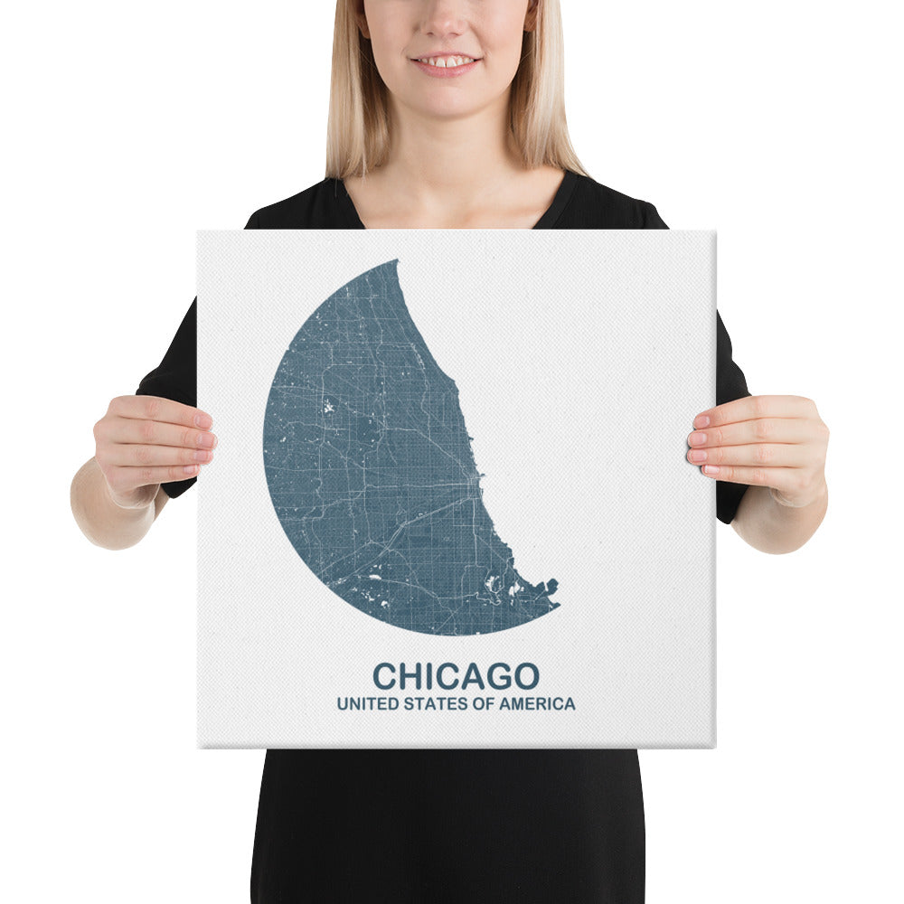 Chicago Circular Blue Canvas Map