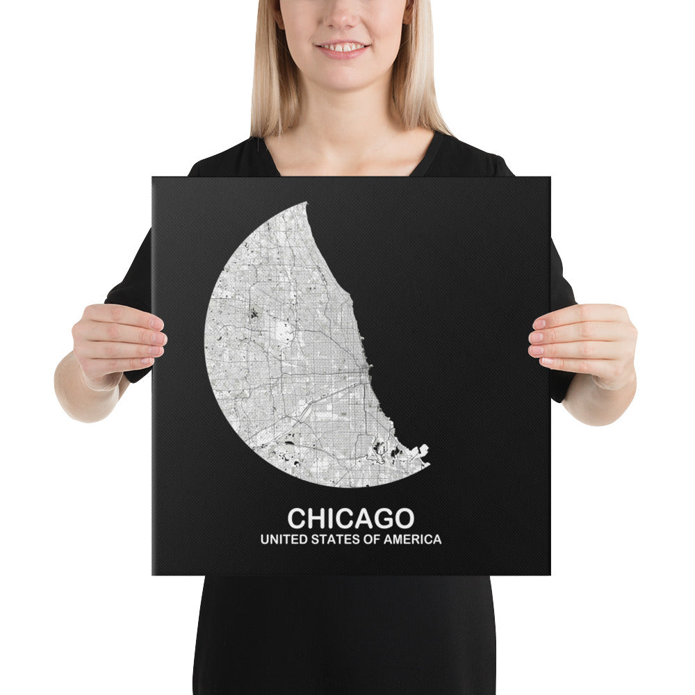 Chicago Circular White Canvas Map