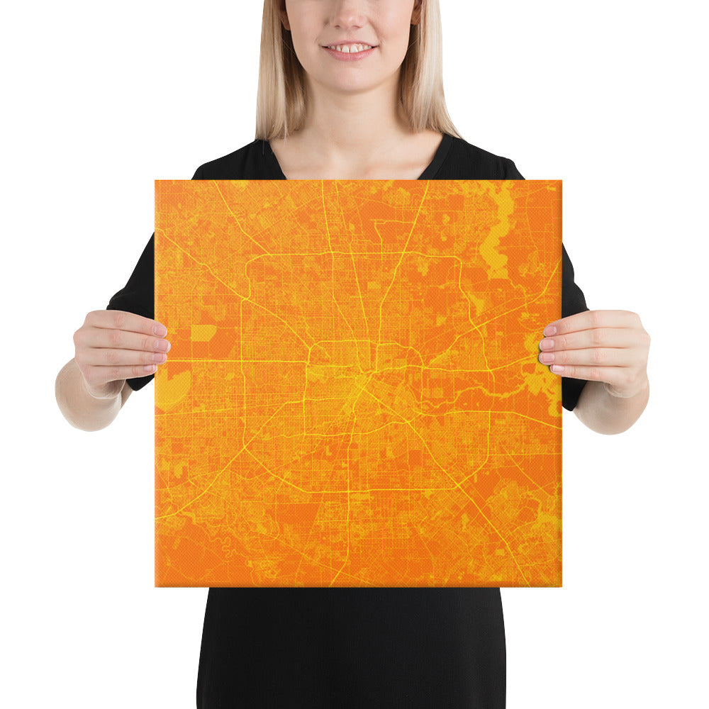 Houston Orange and Yellow Canvas Map