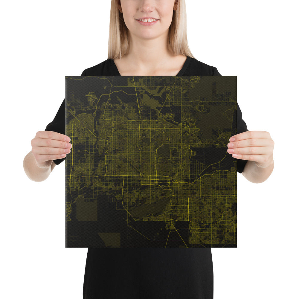 Phoenix Black and Yellow Canvas Map