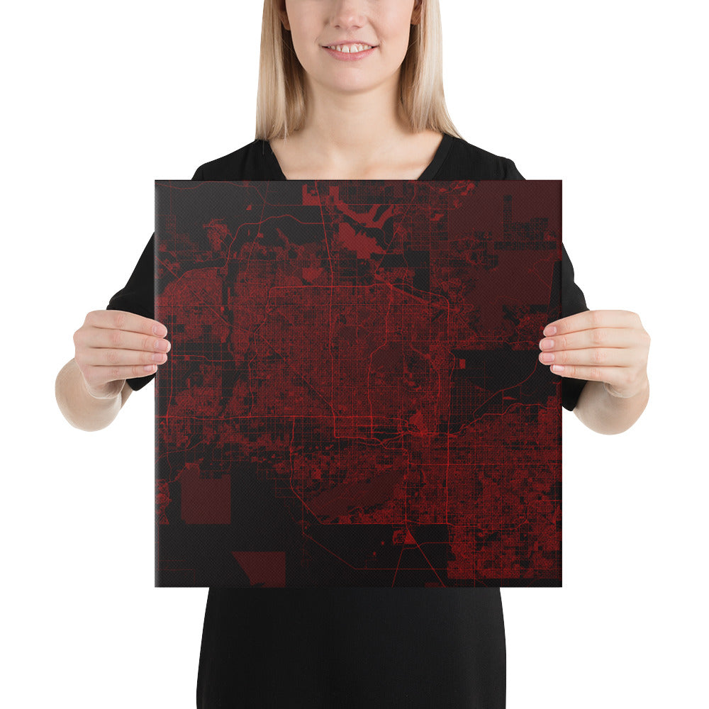 Phoenix Black and Red Canvas Map