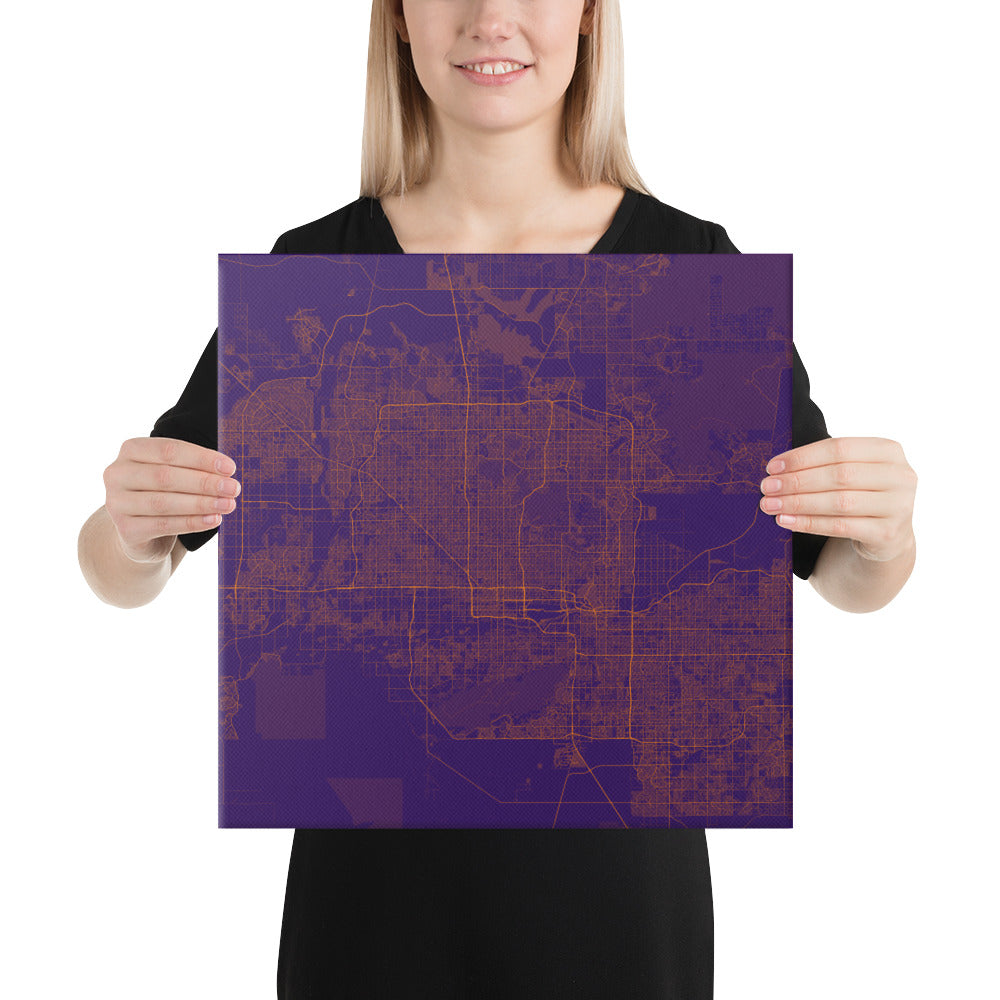 Phoenix Purple and Orange Canvas Map