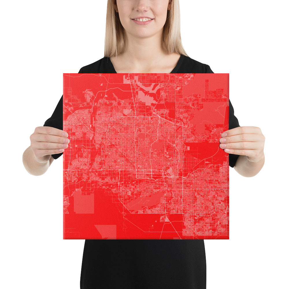 Phoenix Red and White Canvas Map