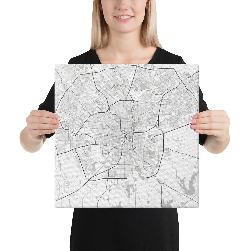 San Antonio White Canvas Map