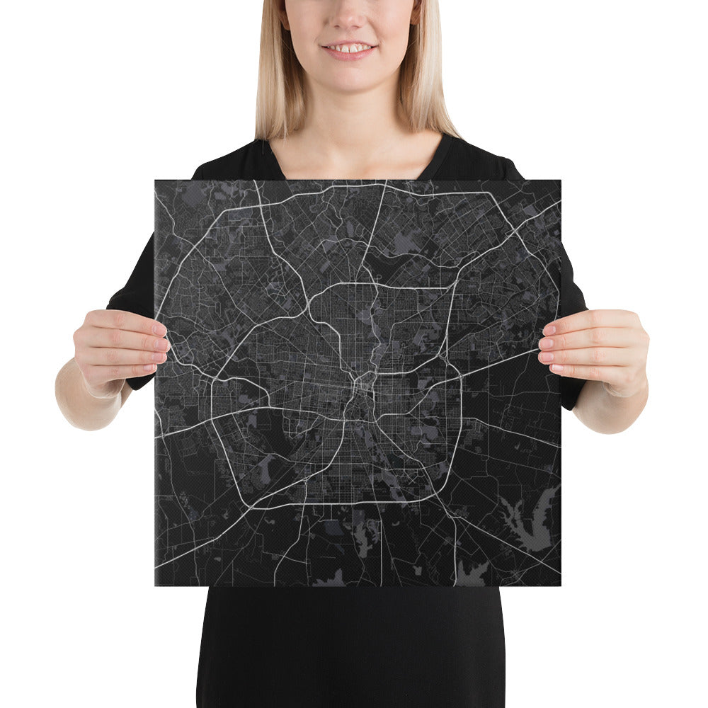 San Antonio Black Canvas Map