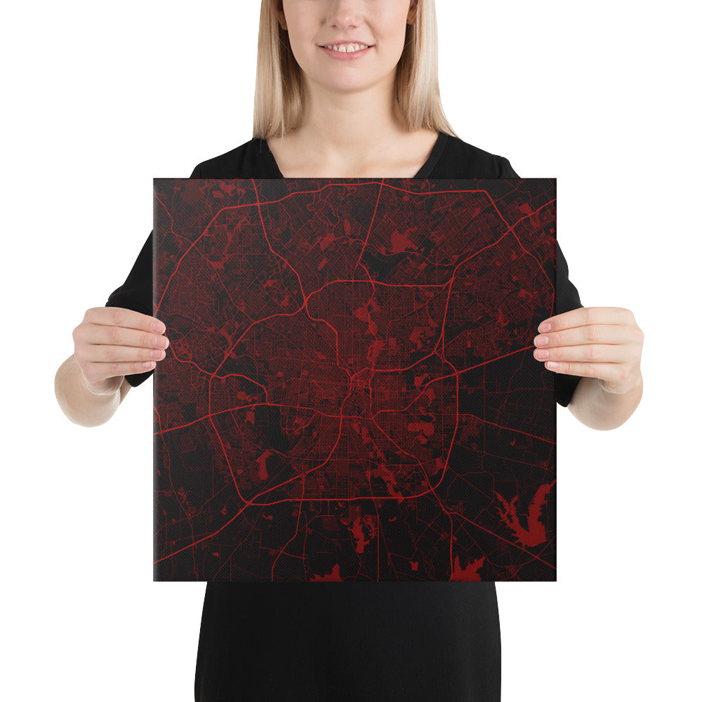 San Antonio Black and Red Canvas Map