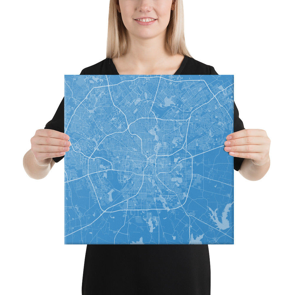 San Antonio Blue and White Canvas Map