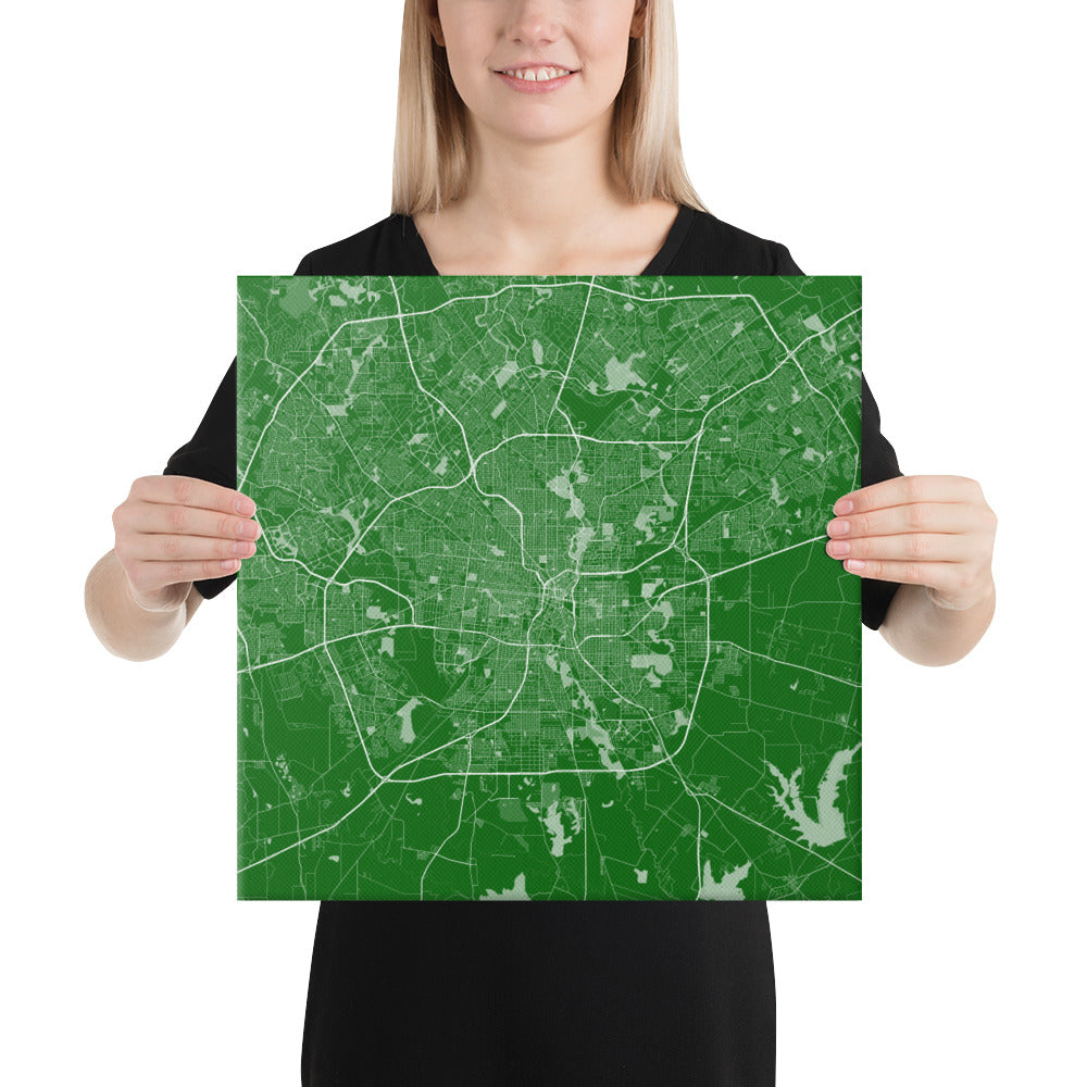 San Antonio Green and White Canvas Map