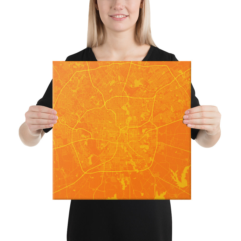 San Antonio Orange and Yellow Canvas Map