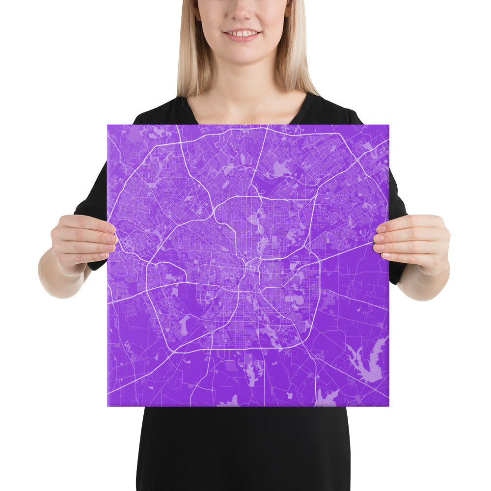 San Antonio Purple and White Canvas Map