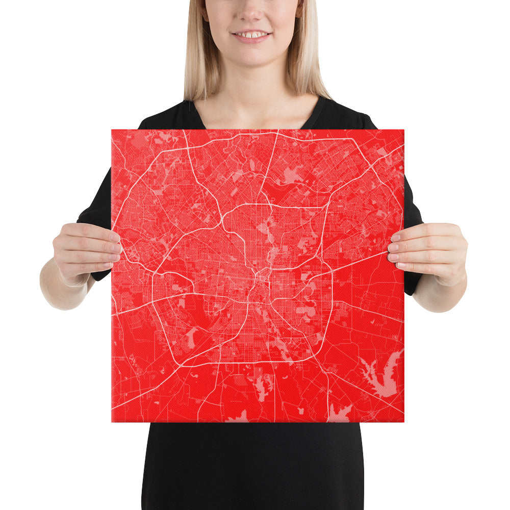 San Antonio Red and White Canvas Map