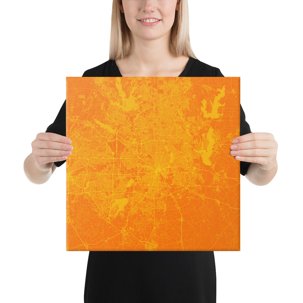 Dallas Orange and Yellow Canvas Map