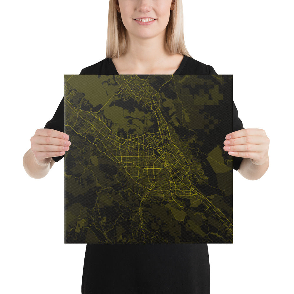 San Jose Black and Yellow Canvas Map