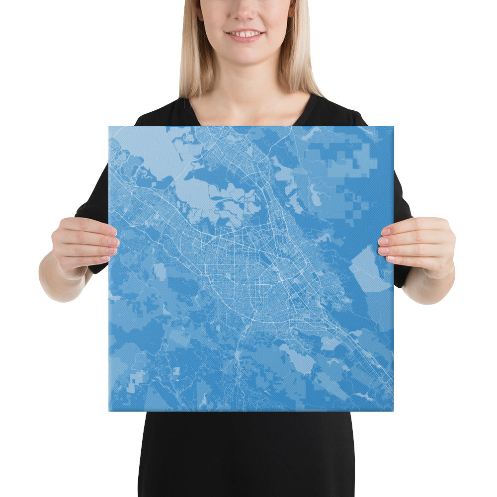 San Jose Blue and White Canvas Map