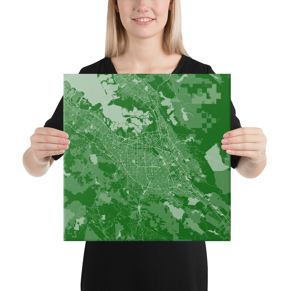 San Jose Green and White Canvas Map