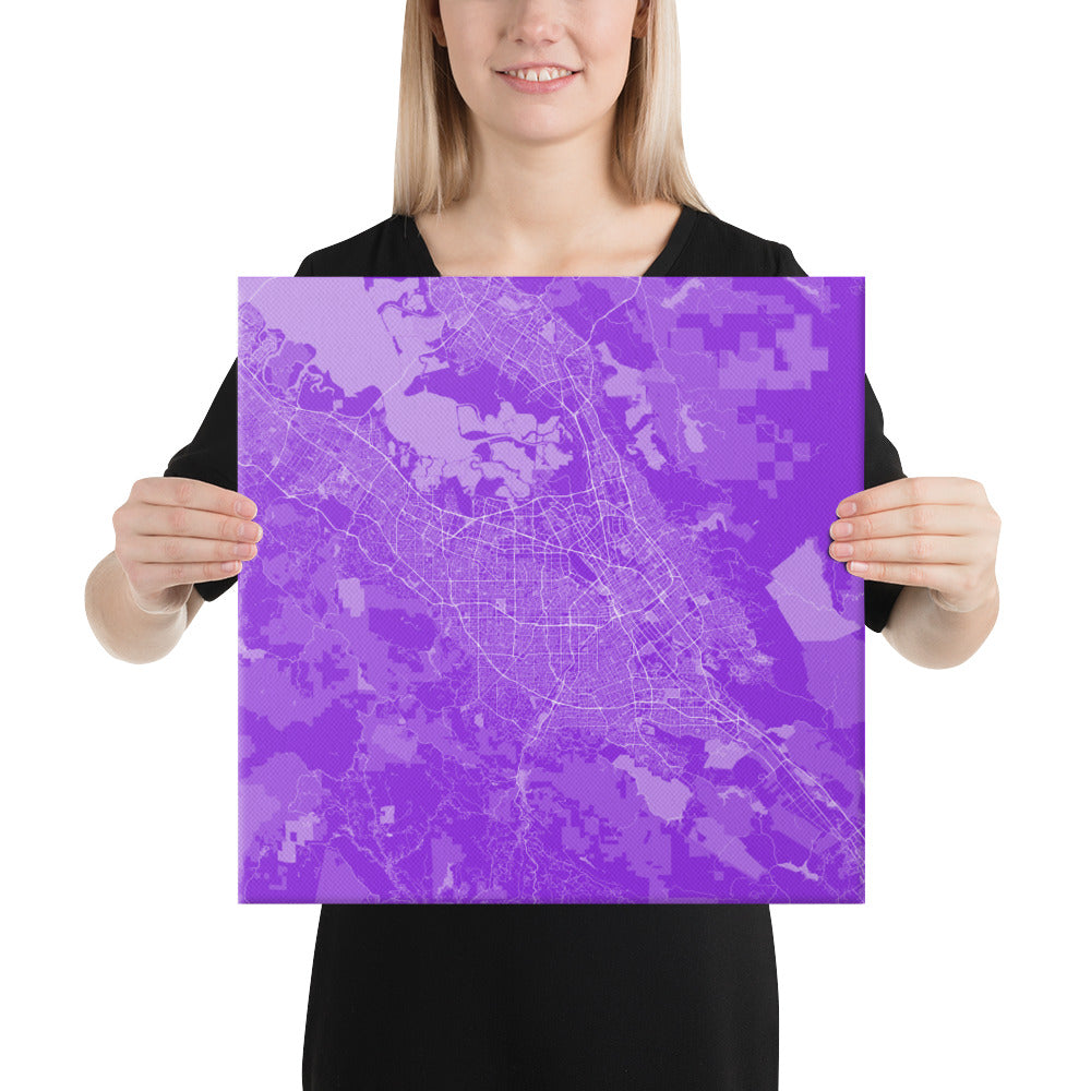 San Jose Purple and White Canvas Map