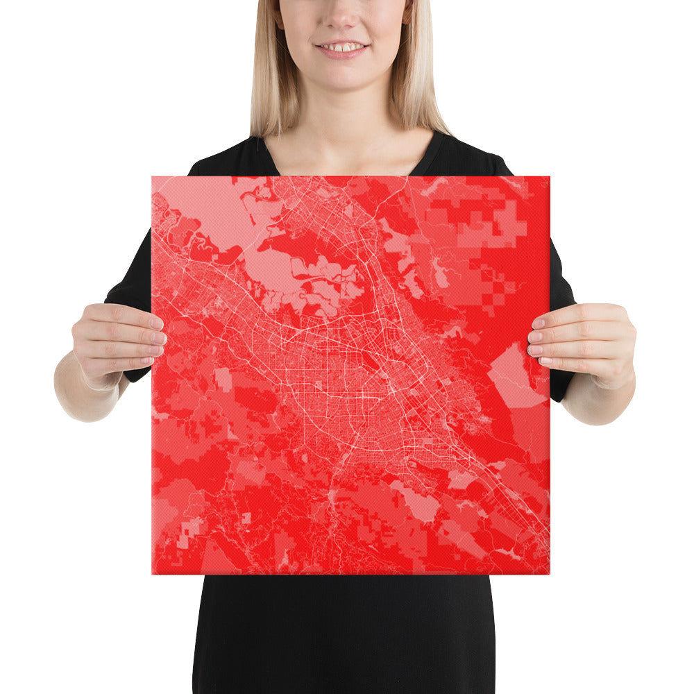 San Jose Red and White Canvas Map