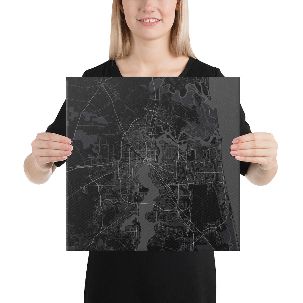 Jacksonville Black Canvas Map