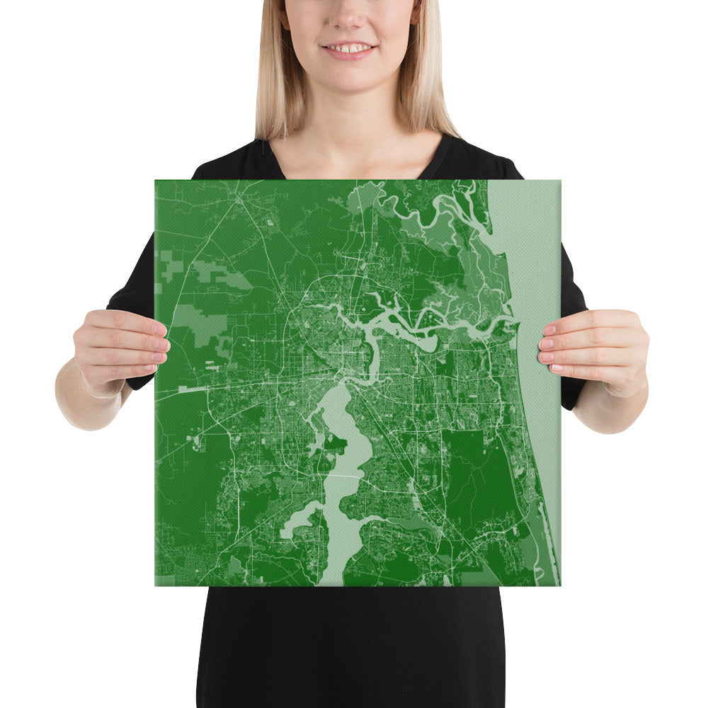 Jacksonville Green and White Canvas Map