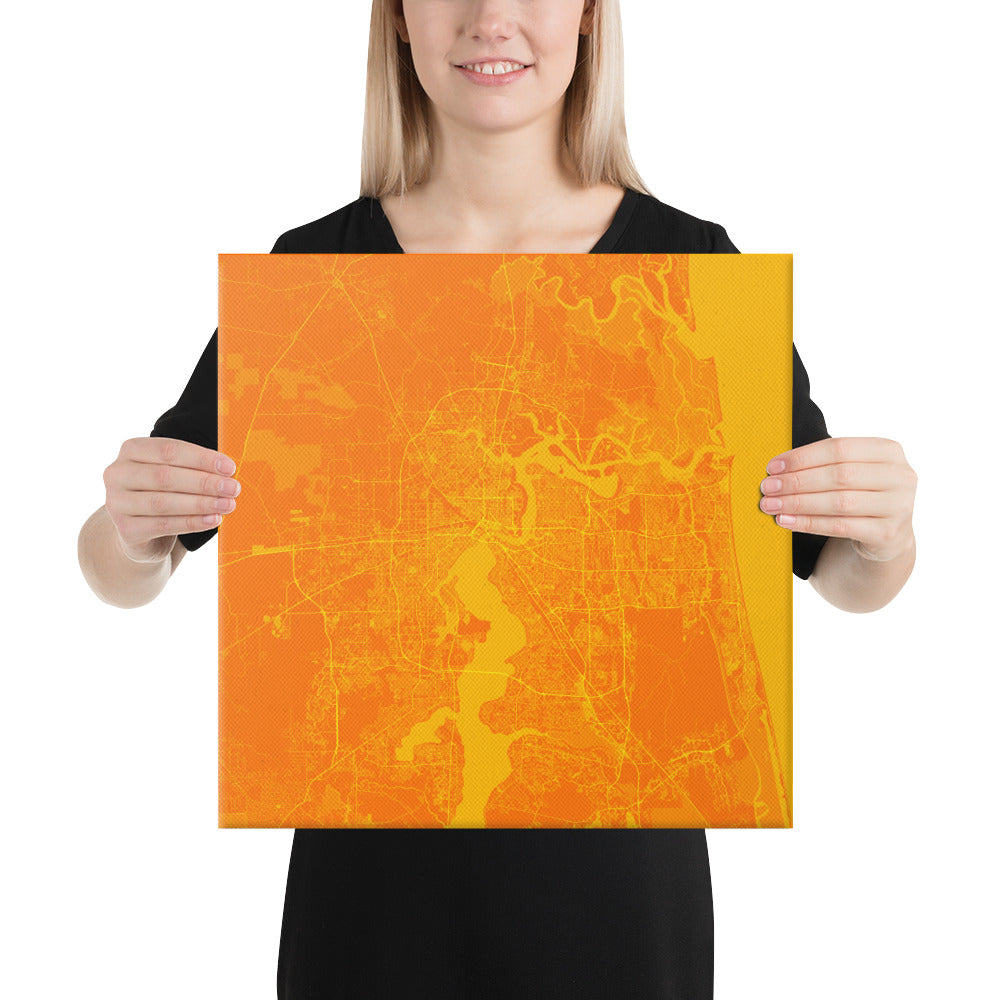 Jacksonville Orange and Yellow Canvas Map