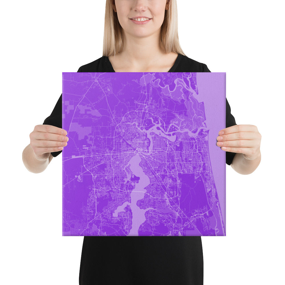 Jacksonville Purple and White Canvas Map