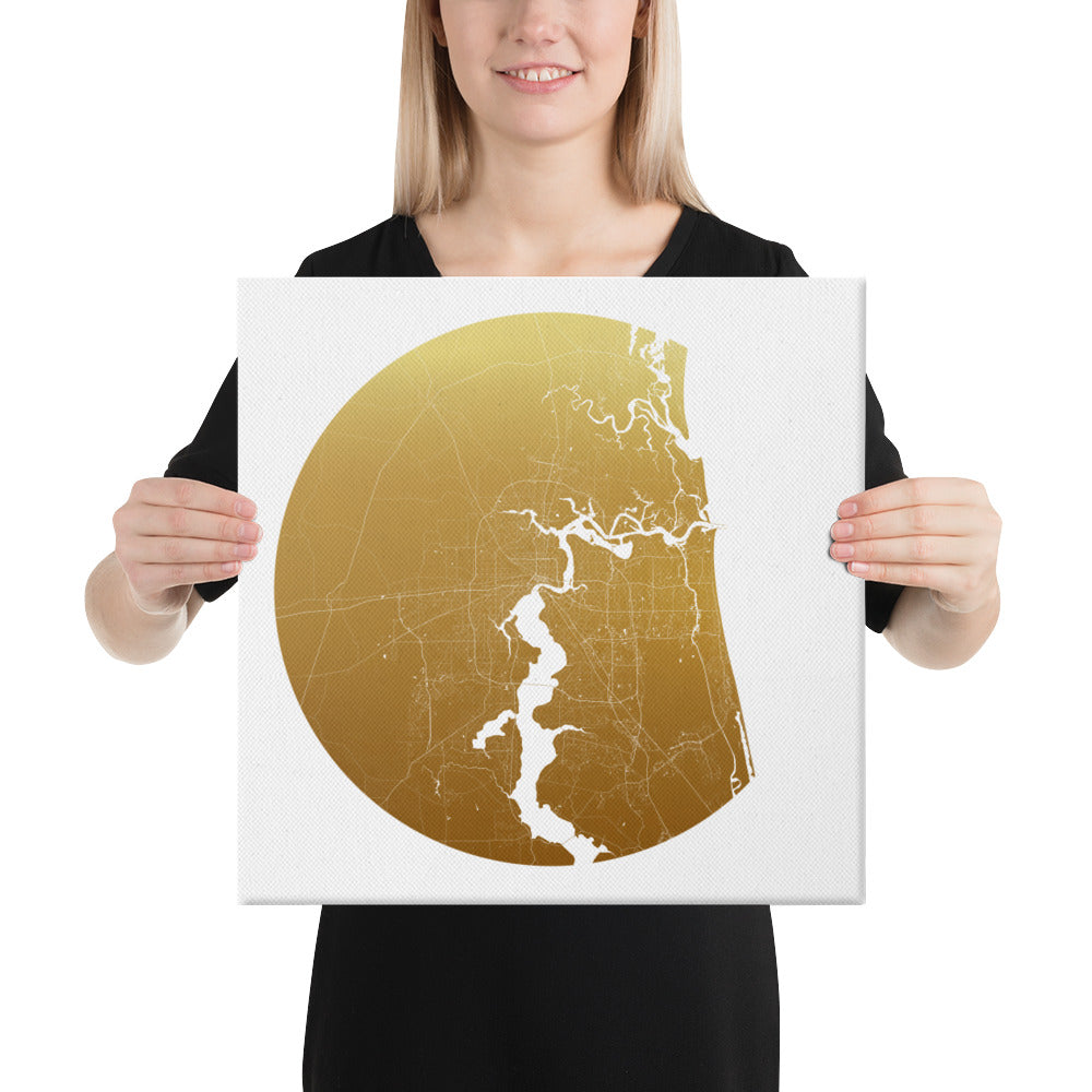 Jacksonville Gold on White Canvas Map