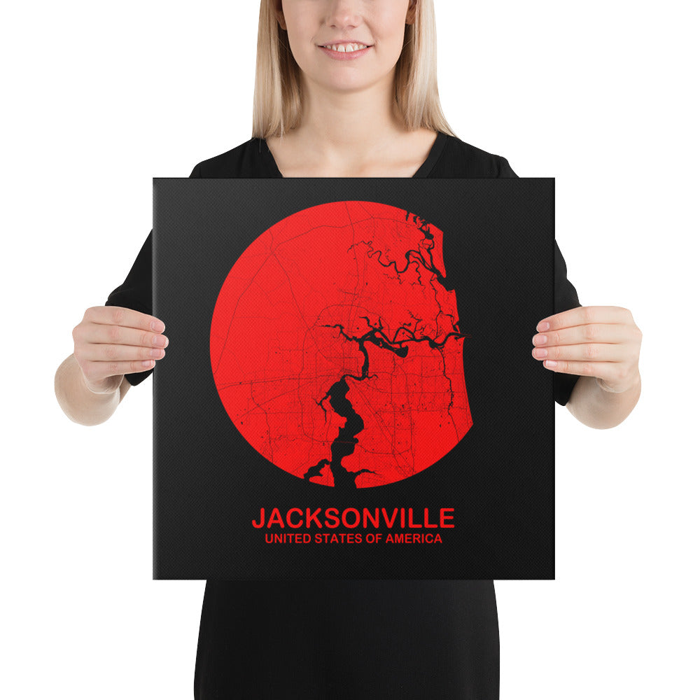 Jacksonville Circular Red Canvas Map