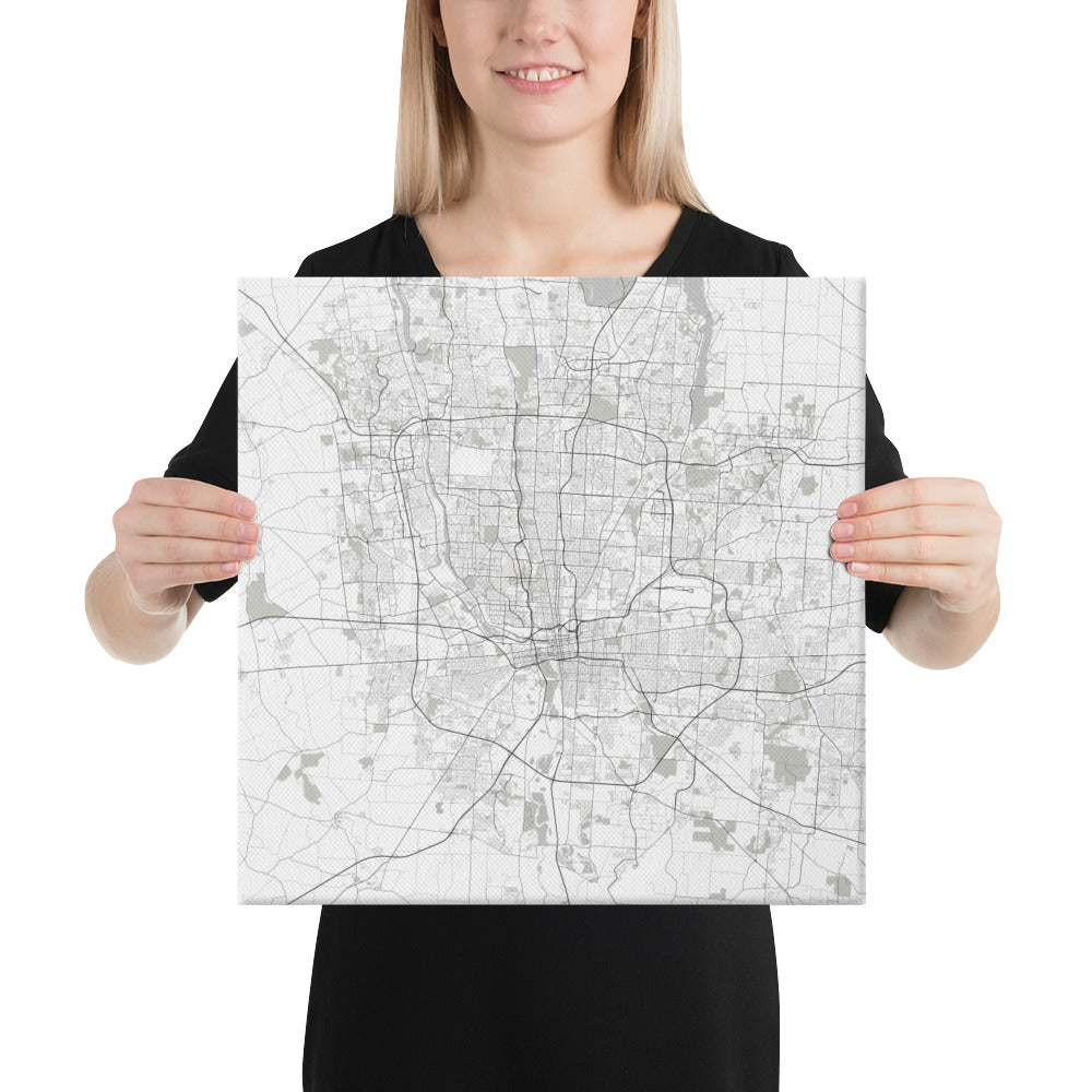 Columbus White Canvas Map