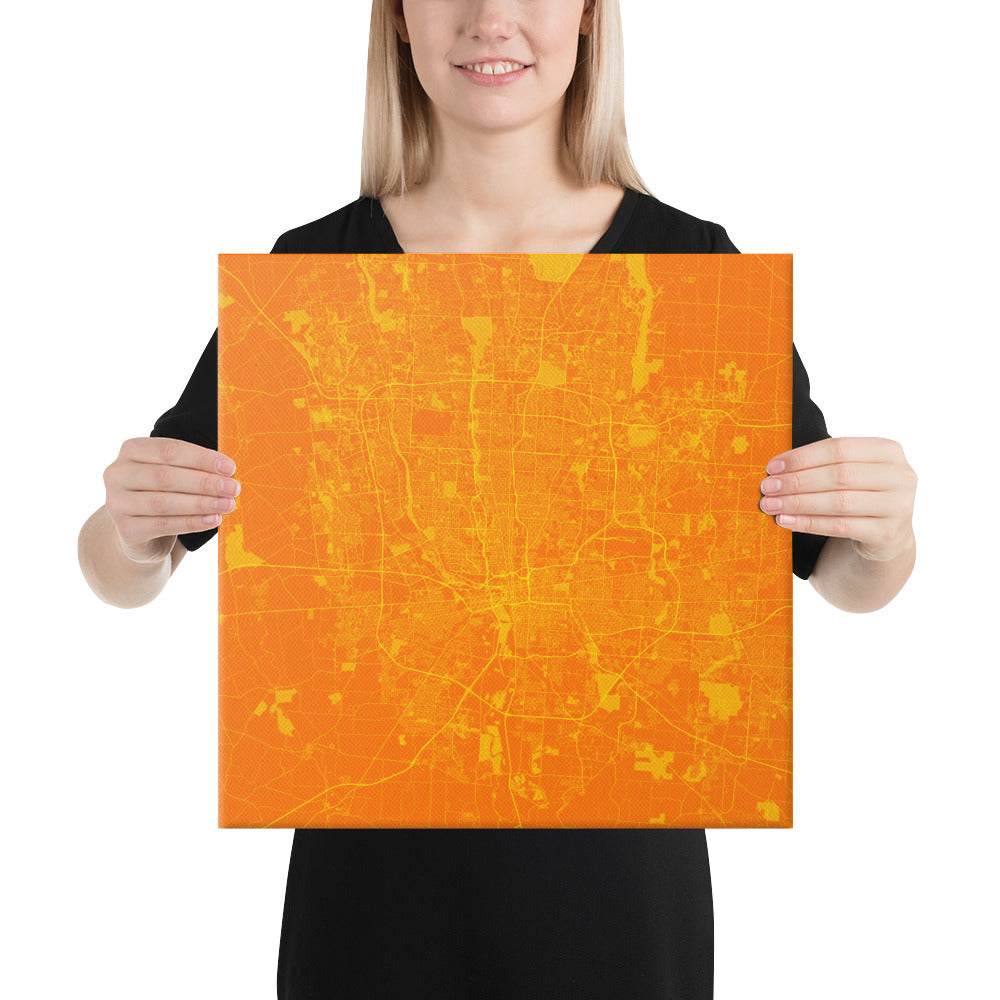 Columbus Orange and Yellow Canvas Map