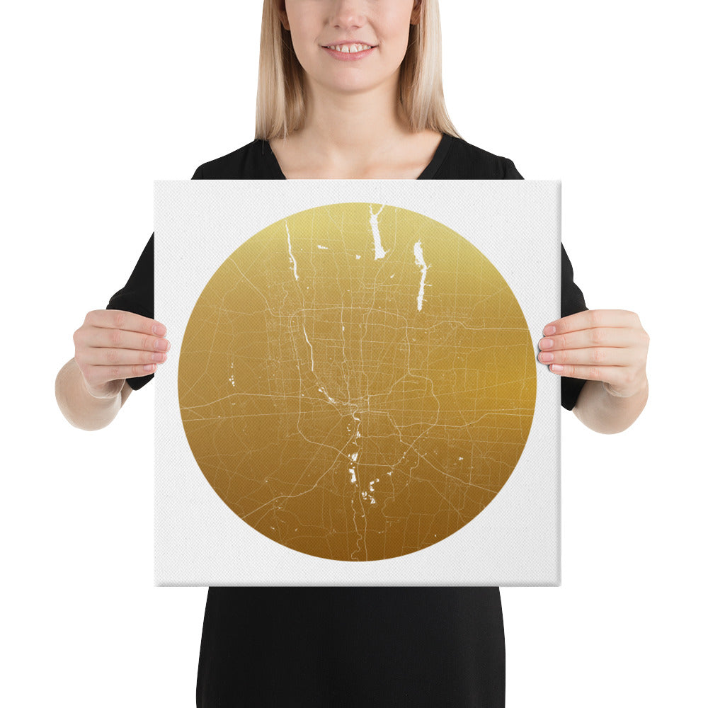 Columbus Gold on White Canvas Map