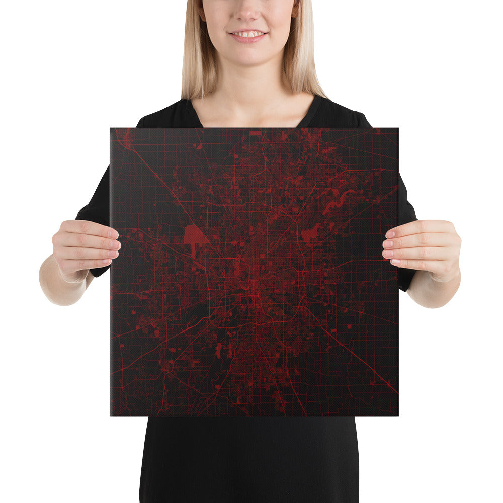 Indianapolis Black and Red Canvas Map