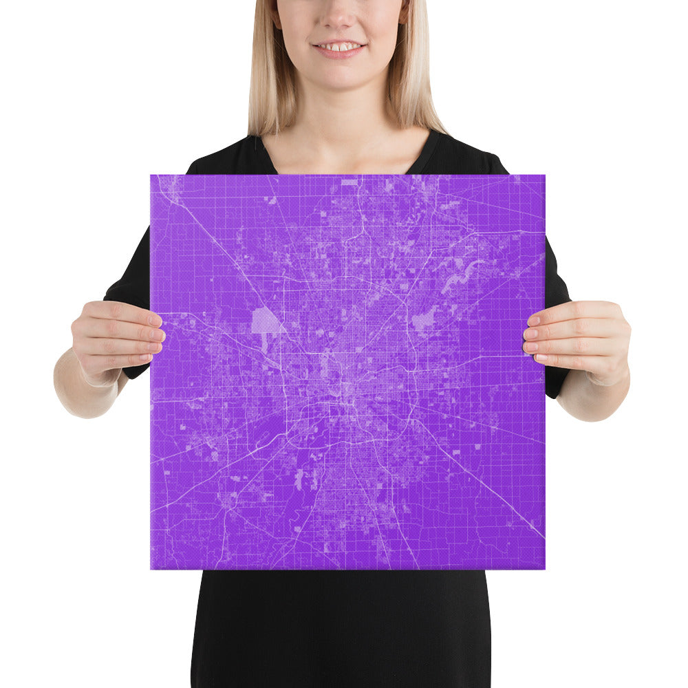 Indianapolis Purple and White Canvas Map