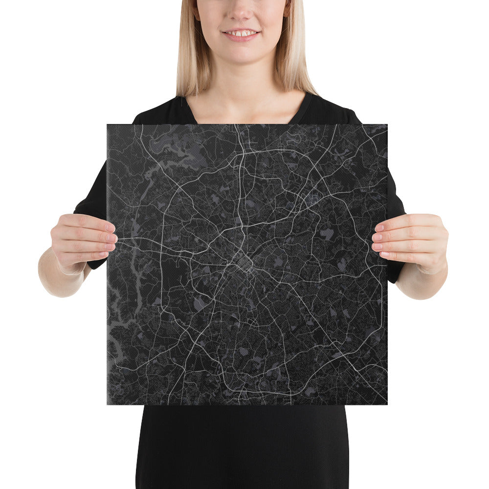 Charlotte Black Canvas Map