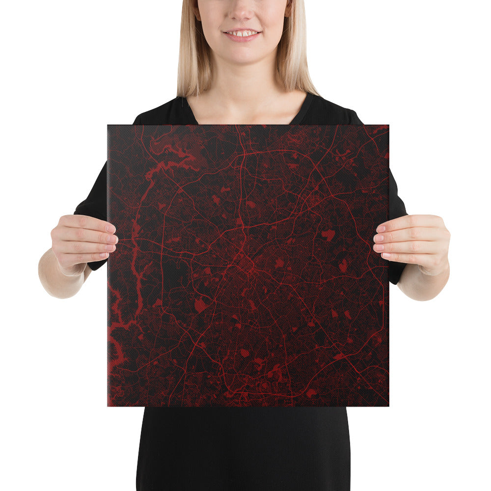 Charlotte Black and Red Canvas Map