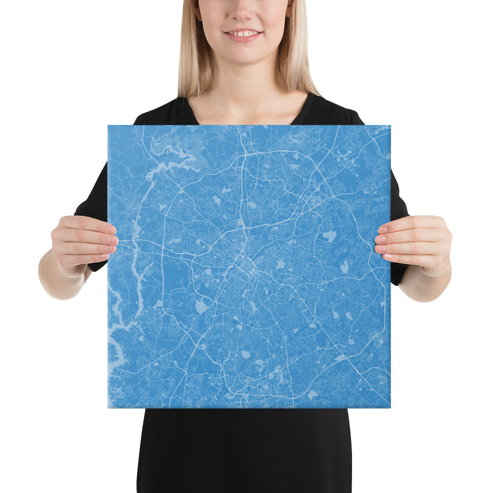 Charlotte Blue and White Canvas Map