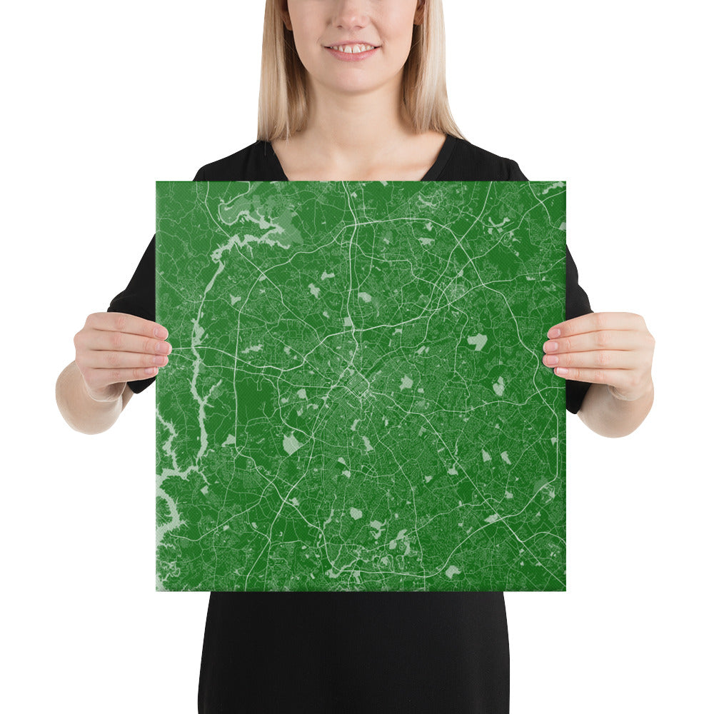 Charlotte Green and White Canvas Map